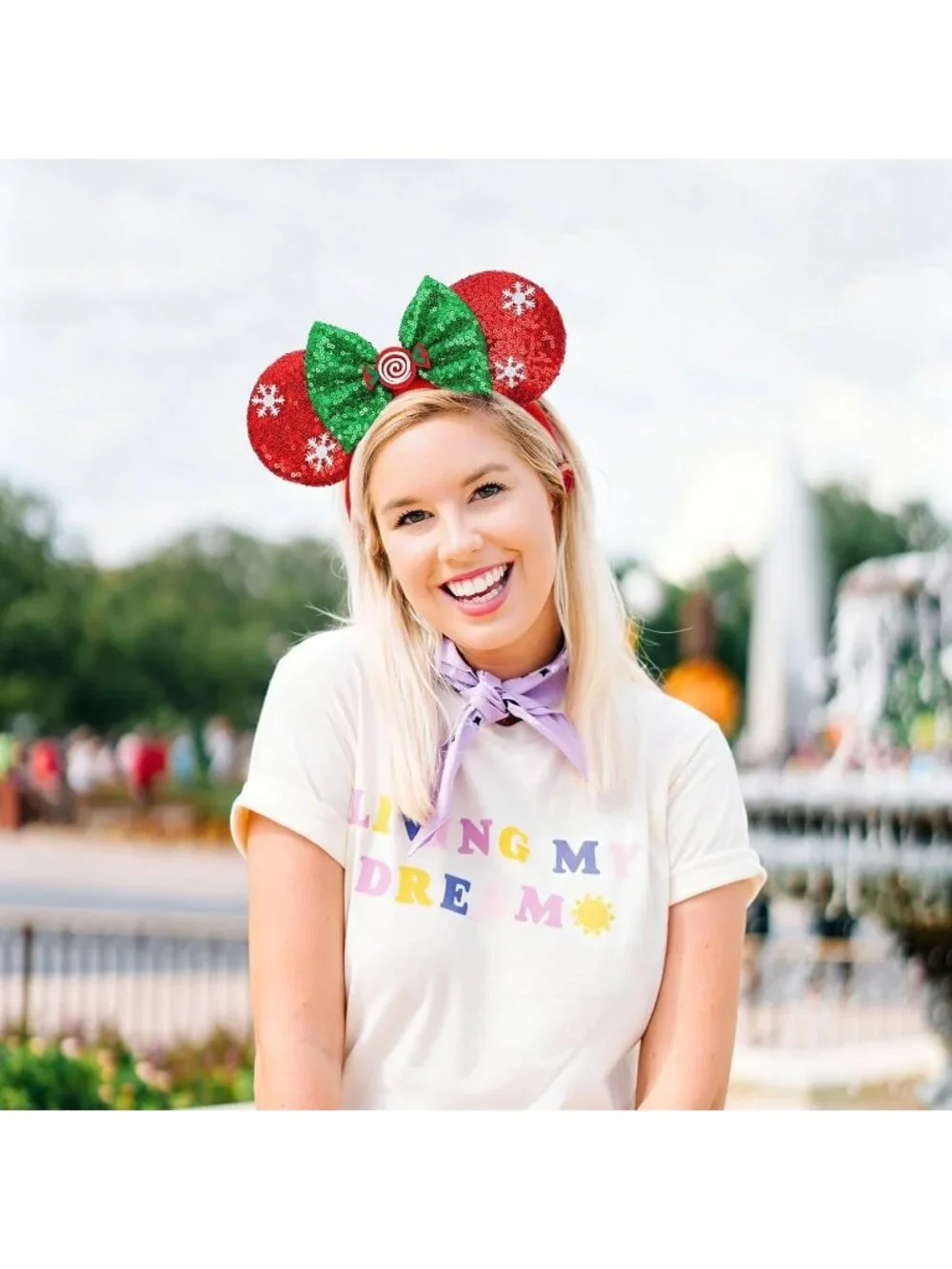 Women Xmas Sparkly Sequin Mickey Mouse Costume Headband For Cosplay 2PCS